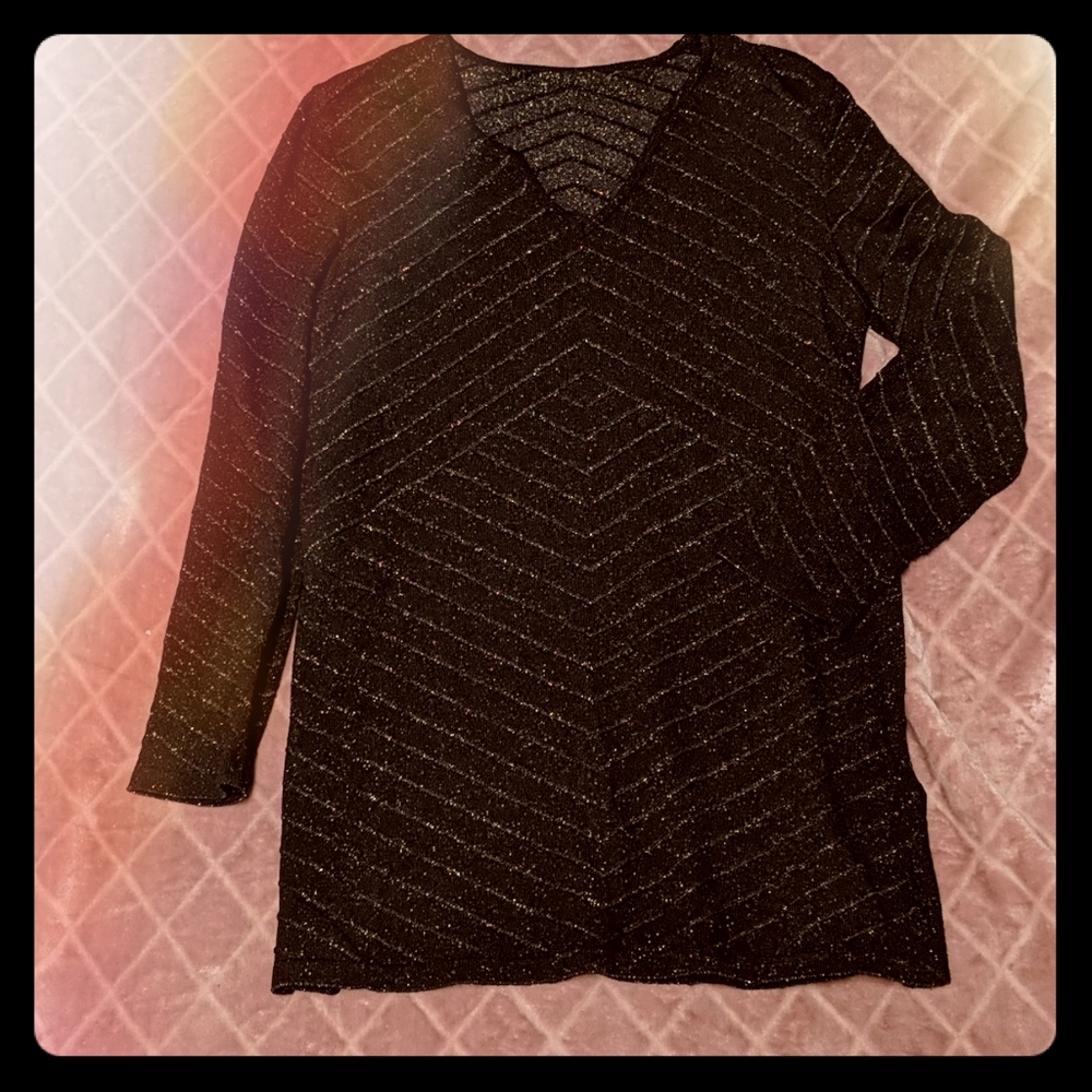 Escada Black and Gold Wool Blend Split Hem Sweater